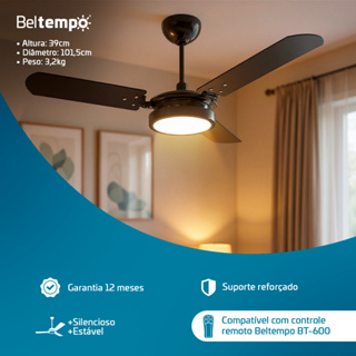 Ventilador De Teto Brizzo Valen Led Beltempo Potente Silencioso Econômico Compatível Com Controle Bt-600 em Oferta na Shopee