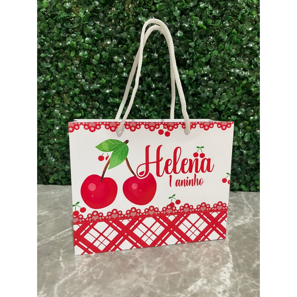 PEGUE E MONTE Sacolinha Cerejinha Personalizada com Nome e Idade - Lembrancinha Festa Infantil-