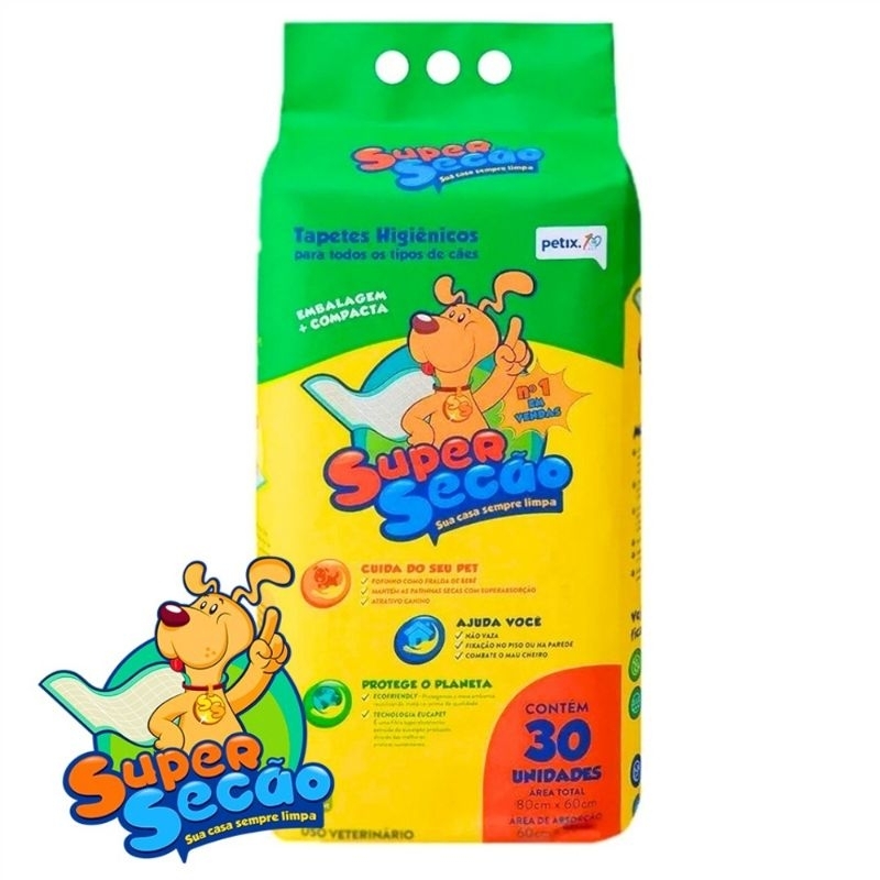 Tapete Higiênico Super Secão 80x60cm - 30 Unidades