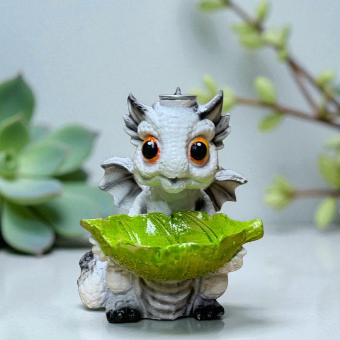 Imagem Incensário Baby Dragão Cascata De Fumaça Aromatizador Porta Incenso Decorativo Branco