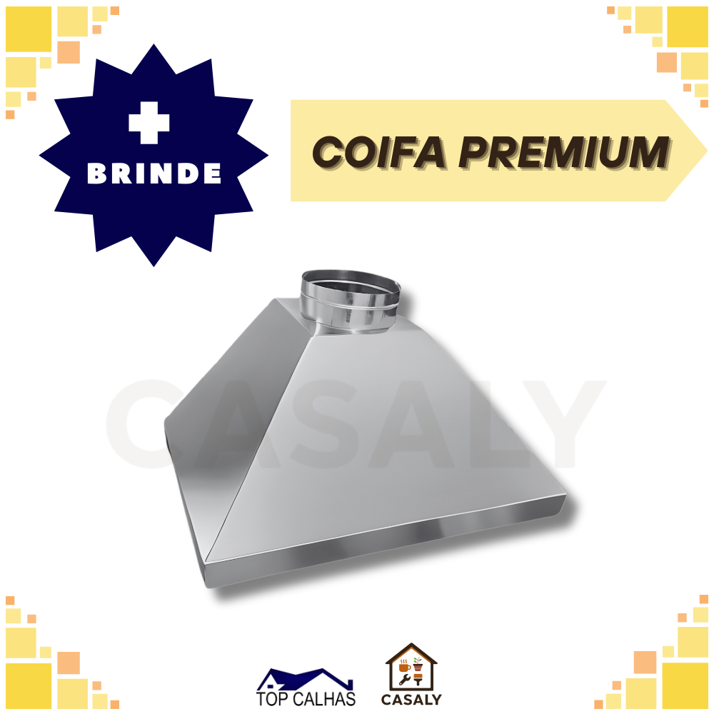 Coifa 3 Águas | + BRINDE | Galvanizado | Exaustão Churrasqueira Cozinha Fogão | Saída: 20 cm em Oferta na Shopee