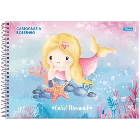 Caderno Cartografia e Desenho Capa Dura Espiral Sereia 80 Folhas - Foroni