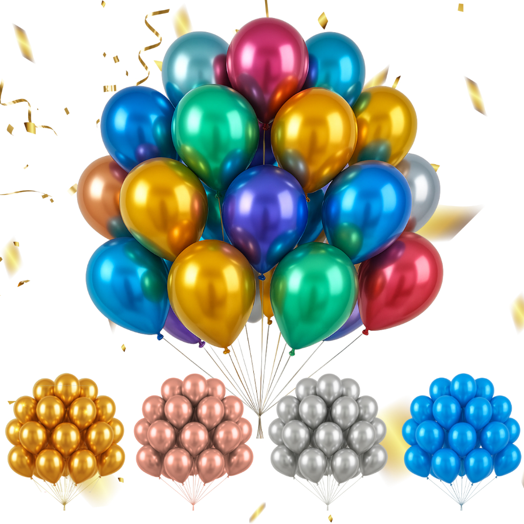 Balão Metalizado Nº10 Bexiga Para Decoração Festas E Eventos - 10/25/50/ Unidades em Oferta na Shopee