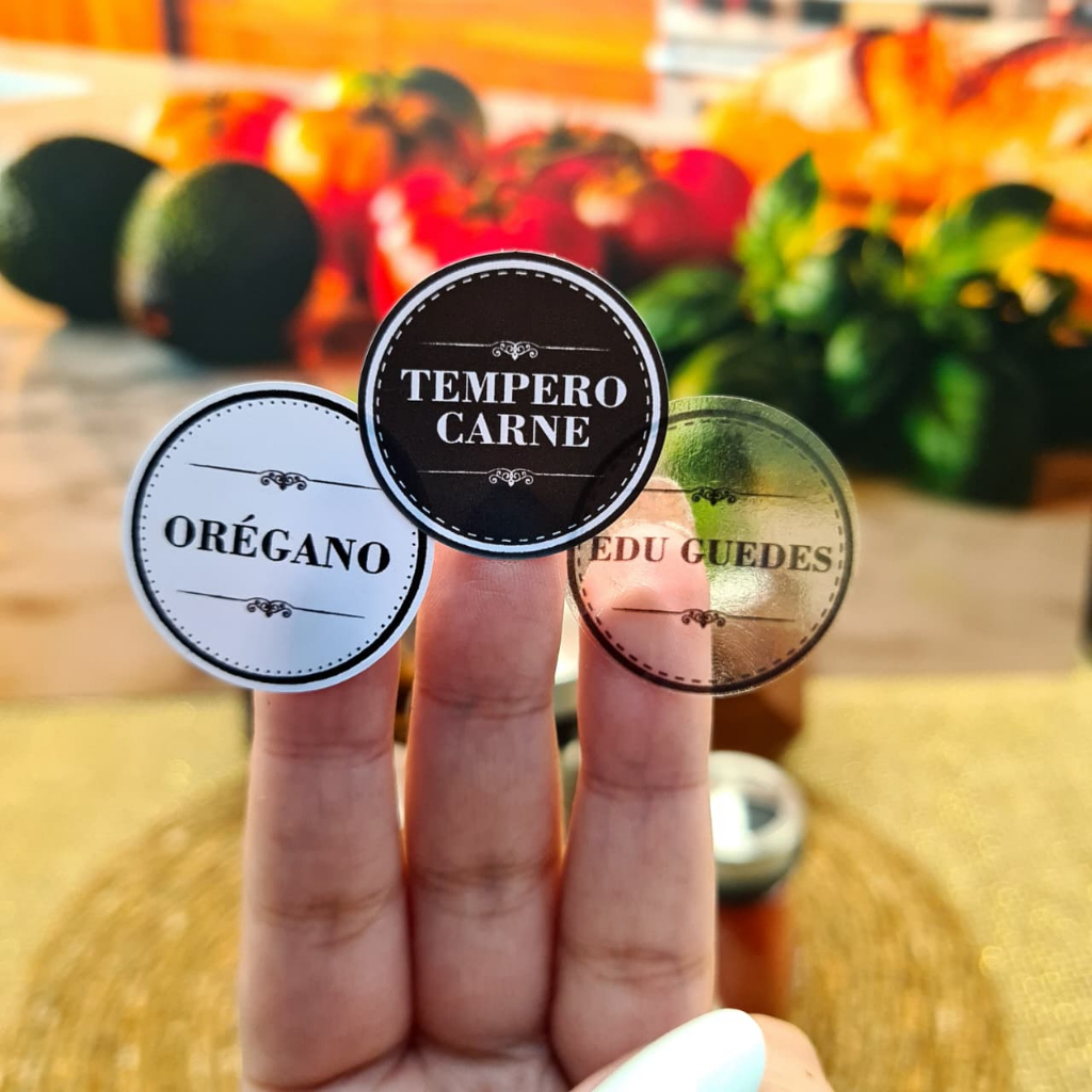 Kit 48 Etiquetas de Temperos Adesivos para Potes de Cozinha Organização Vinil Resistente a Água