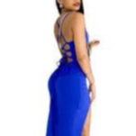 VESTIDO LONG CANELADO  COM ALCA E FENDA NA PERNA COM TRACANDO NA COSTA LUXO FEMININO em Oferta na Shopee