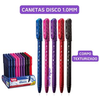 Caneta Esferográfica Tris Disco 1,0 mm Kit com 2/4/5 Unidades Corpo Texturizado Design Premium em Oferta na Shopee