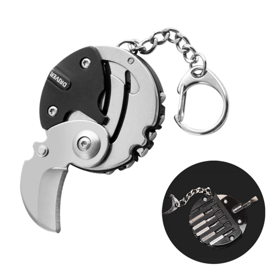 Mini Canivete Portátil Para Bolso Chaveiro Aço Inox com Chave de Fenda Multifuncional Removível em Oferta na Shopee
