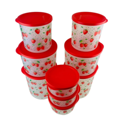 Kit Tupperware PDA 12/2025 Refri Line Morangos 9 Peças