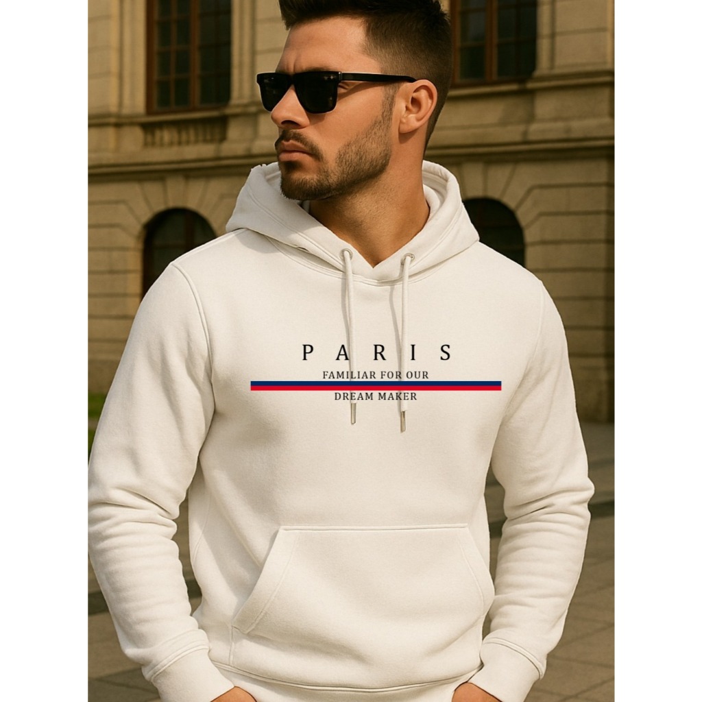 Blusa Frio Casaco Algodão PREMIUM Canguru Estampado Paris ADULTO Não Encolhe Bolso Confortavel