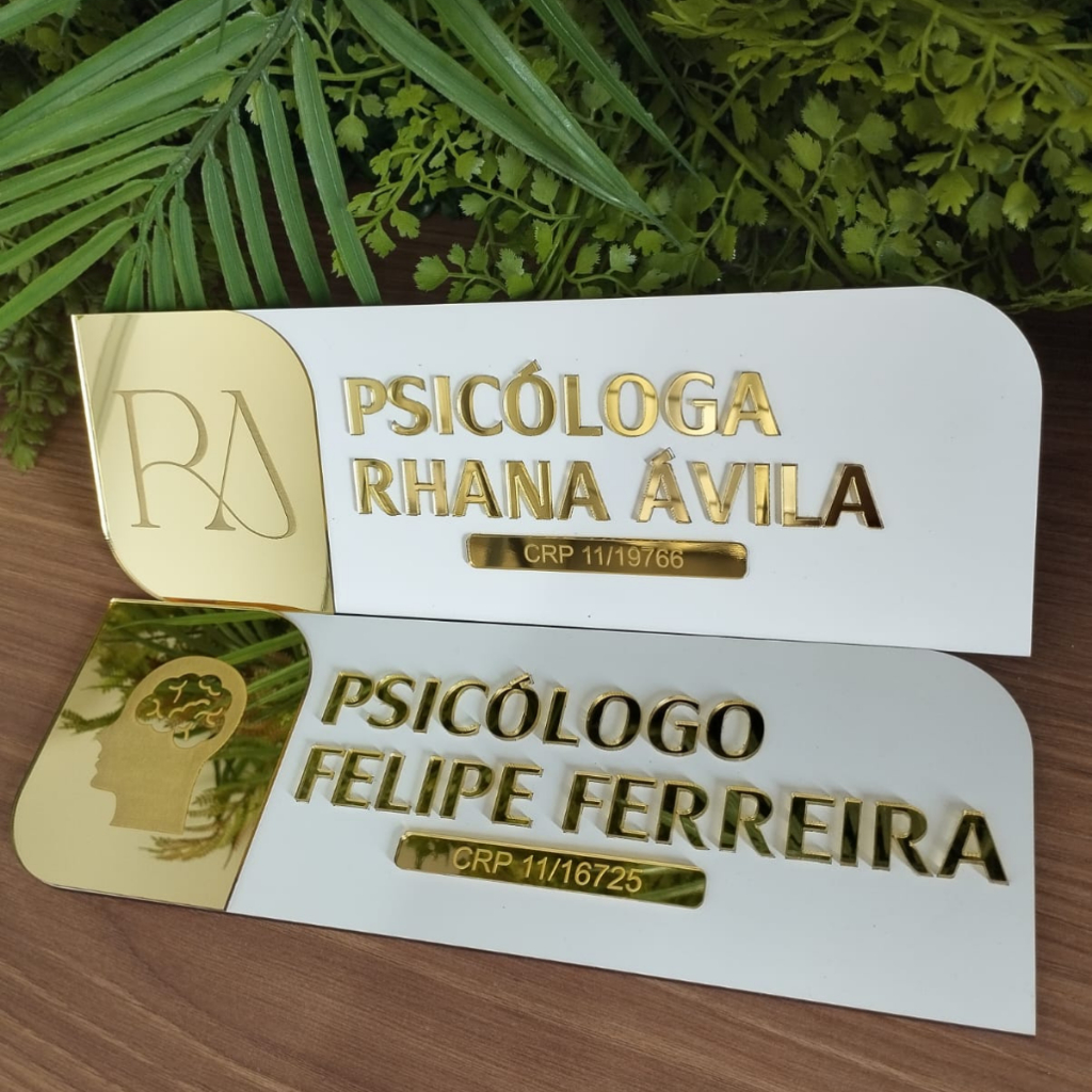 Kit 02 Placas Identificação Porta Personalizadas Acrílico Espelhado Sinalização Clinica Consultório em Oferta na Shopee