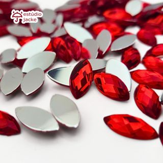 Chaton Acrílico Modelo Navete Sextavado 7x15mm – Base Reta para Colagem | Várias Cores em Oferta na Shopee