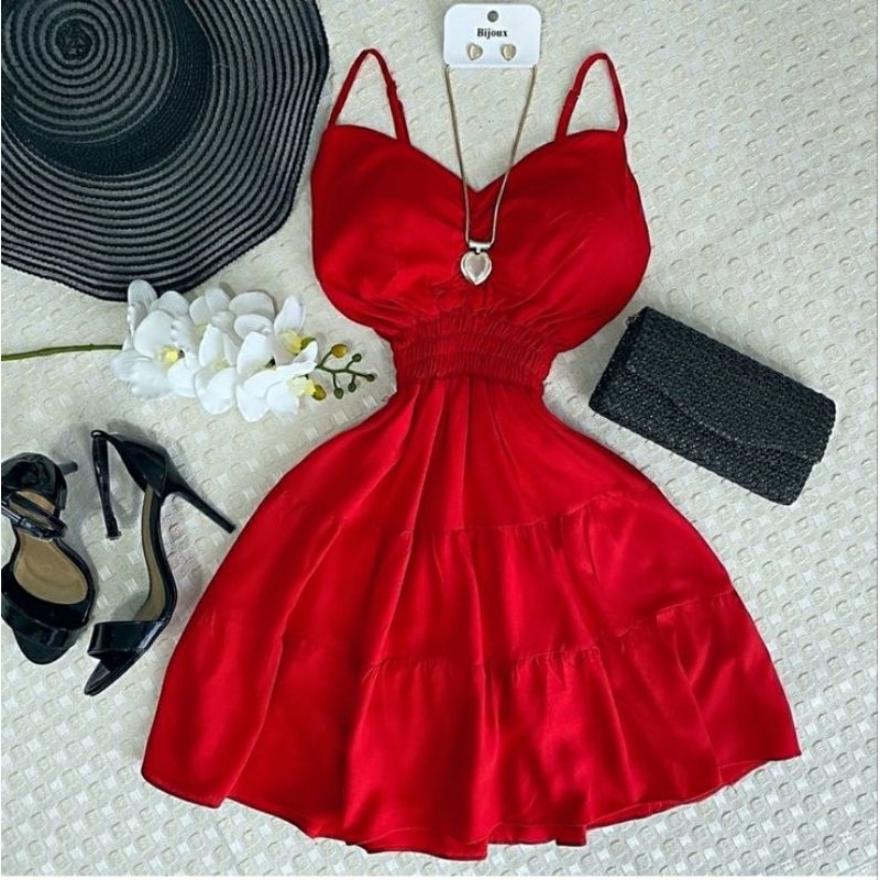 Vestido Feminino Soltinho Com Bojo Rodado De Alcinha Com Lastex Moda Verão Para Natal Ano Novo Tendência