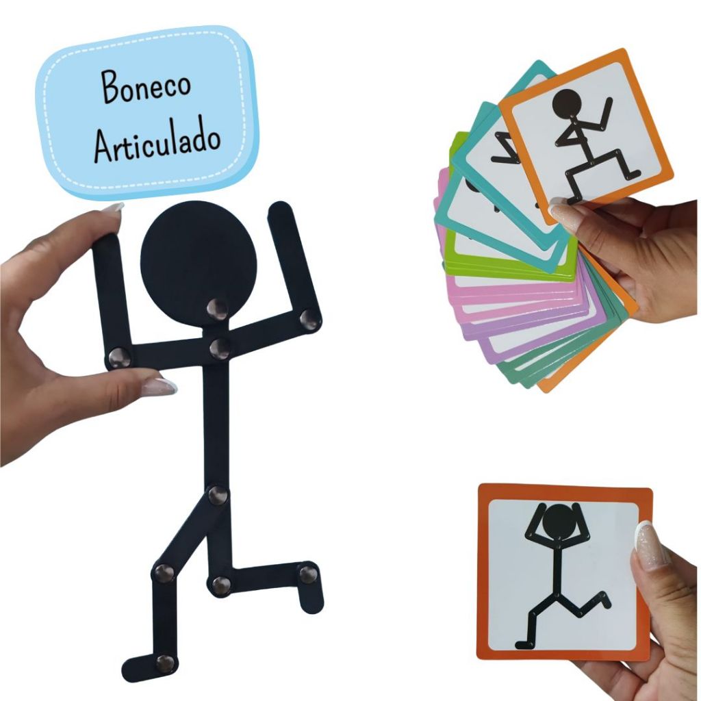 Boneco Articulado + 18 Cards | Consciência Corporal, Coordenação Motora e Educação Infantil em Oferta na Shopee