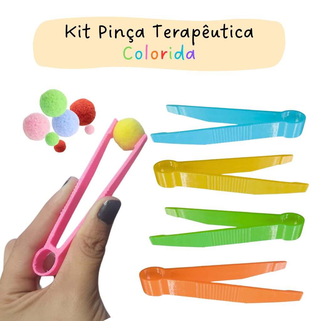 Pinça Terapêutica Colorida Coordenação Motora Pré-Escrita pedagógico, inclusivo, educativo Kit 5 uni