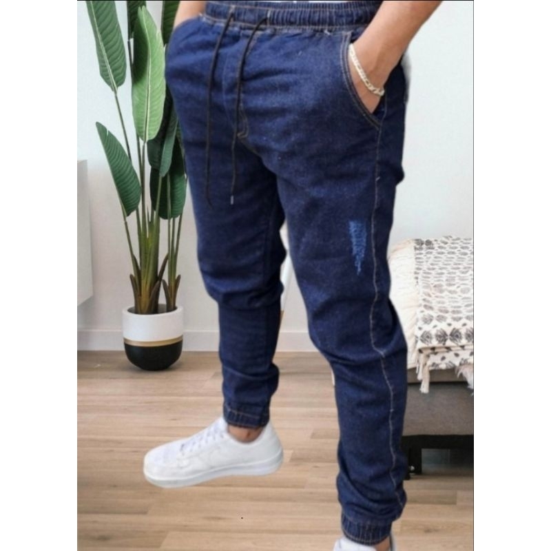 Calça Jogger Jeans Masculina, punho Elastano,. Moda Urbana, Casual