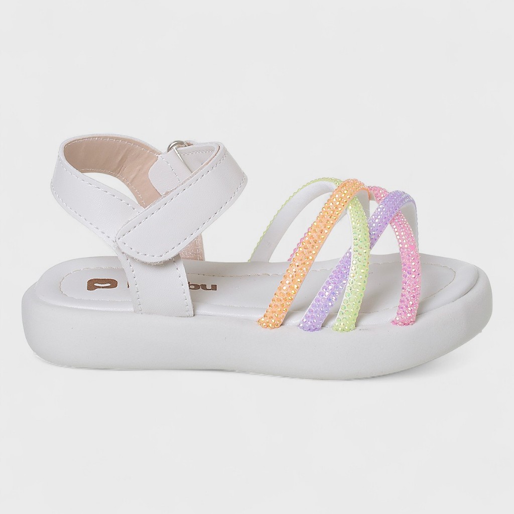Sandália Infantil Menina Brilho Strass Colorida Off White Confortável Pedraria Menina em Oferta na Shopee