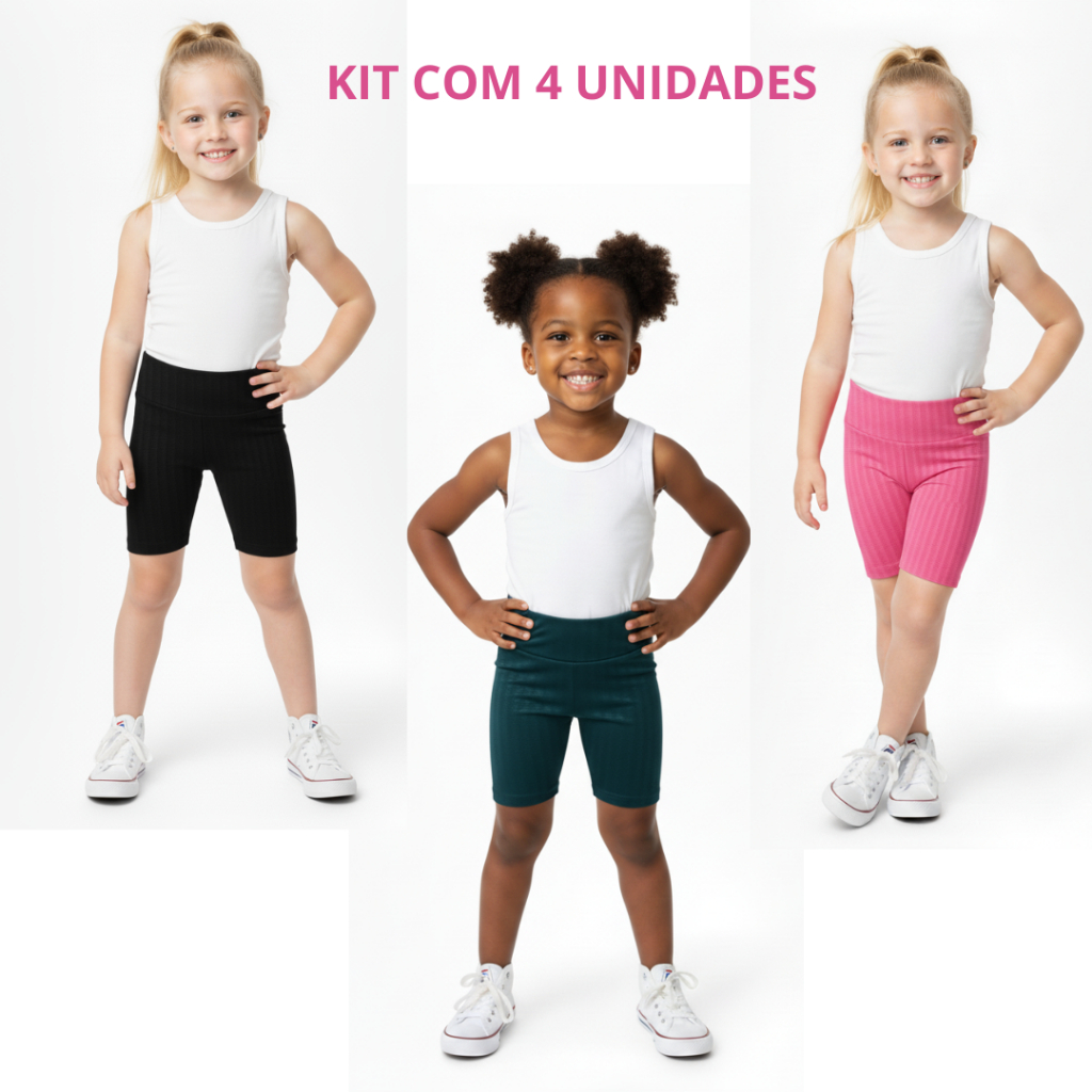 Kit Com 4 Shorts Bermuda Suplex Zig Zag Cintilante Moda Infantil em Oferta na Shopee