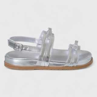 Sandália Birken Infantil Feminina Metalizada Laço Prata Rasteirinha Confortável em Oferta na Shopee