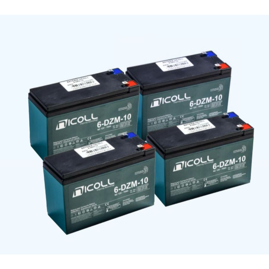 KIT 4 BATERIAS CICLO PROFUNDO 12V 10AH - 6DZM10 - 12V 9AH PARA BICICLETA ELÉTRICA.