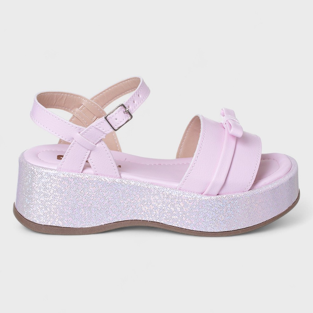 Sandália Infantil Feminina Plataforma Rosa Brilho Tendência Confortável em Oferta na Shopee