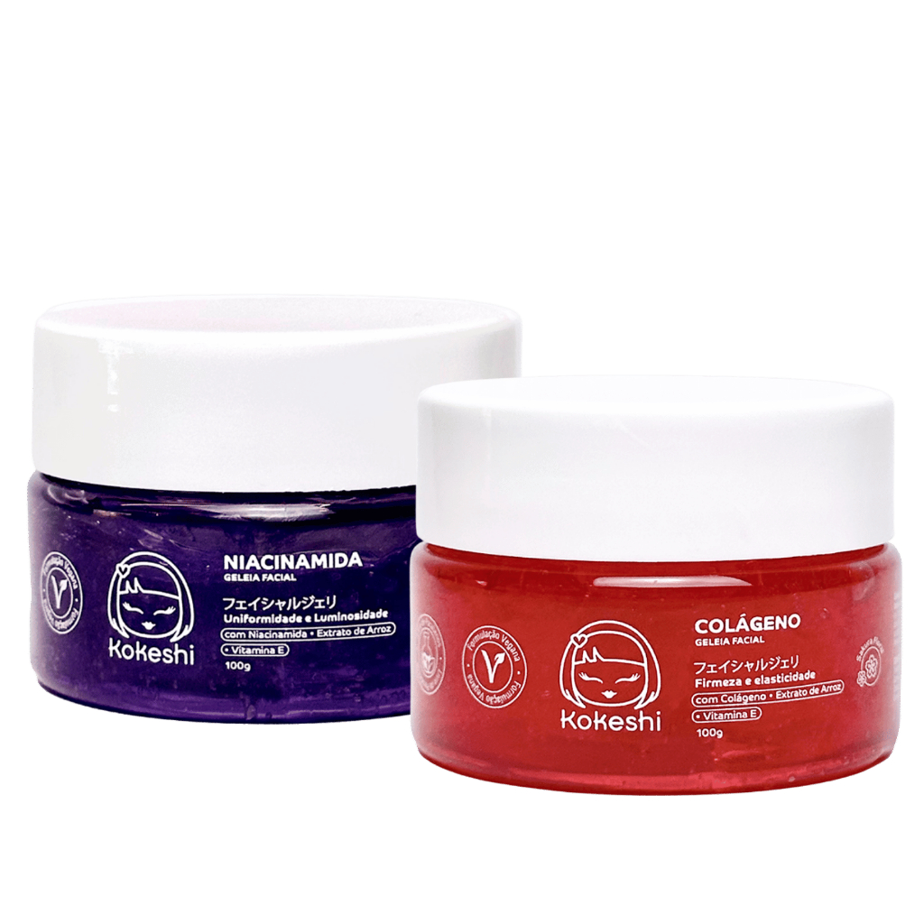 Kit Skin Care Geleia facial Colágeno e Niacinamida Kokeshi em Oferta na Shopee
