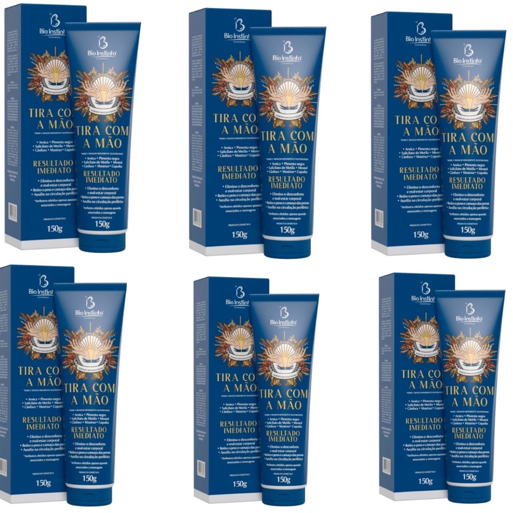 Kit 6 Pomadas Tira com a Mão 150g - Bio Instinto em Oferta na Shopee