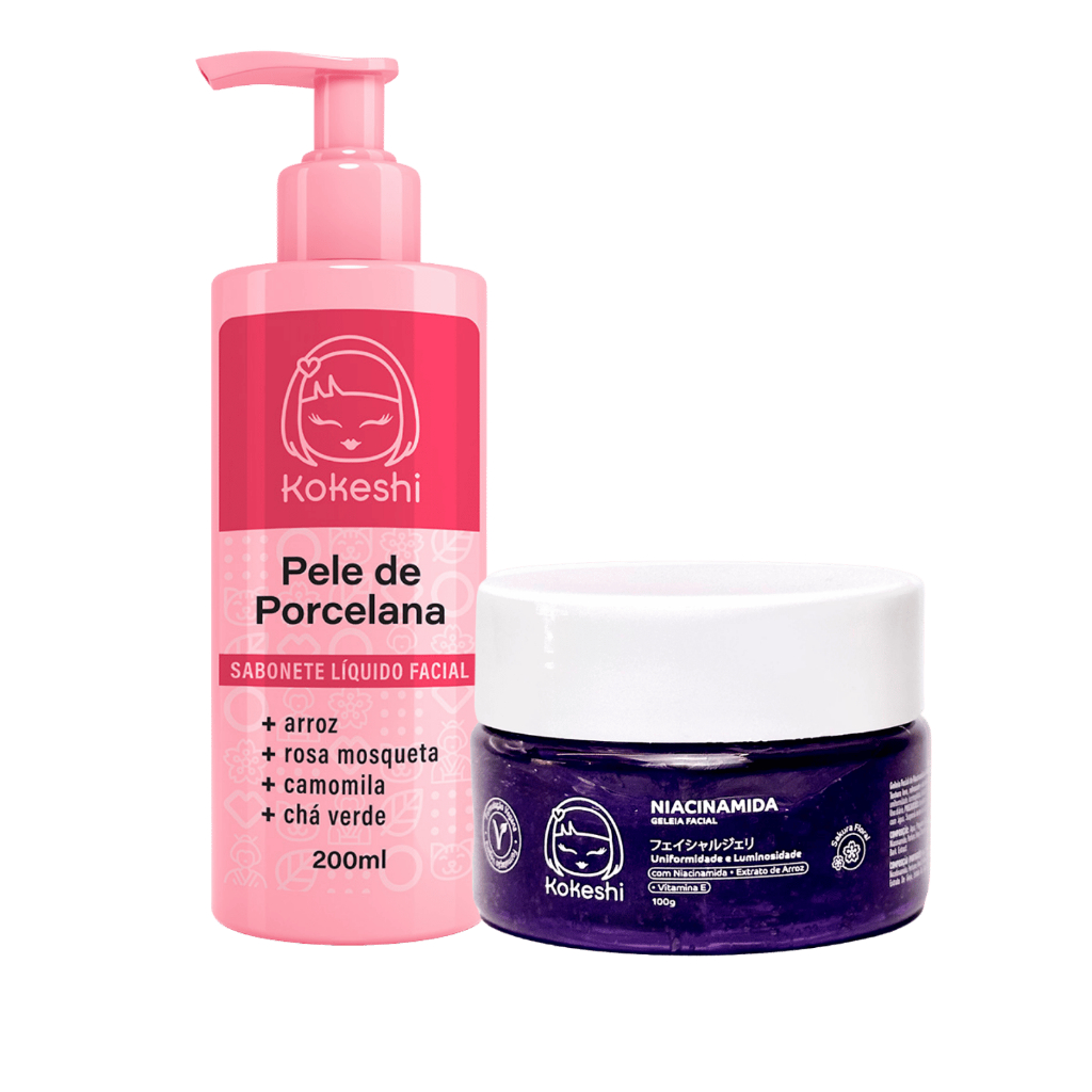 Kit Skin Care Geleia Niacinamida Sabonete Porcelana Kokeshi em Oferta na Shopee