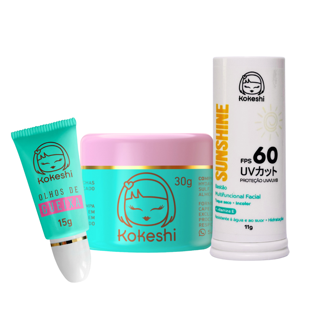 Kit Bastão Facial FPS60 Renovadores Pele Porcelana Kokeshi