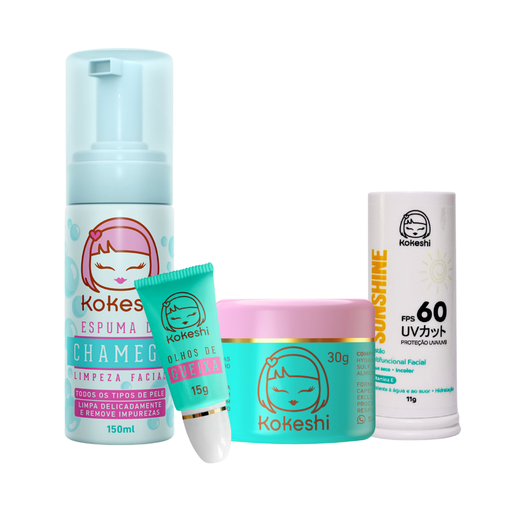 Kit Bastão Facial FPS60 Renovadores Espuma Chamego Kokeshi em Oferta na Shopee