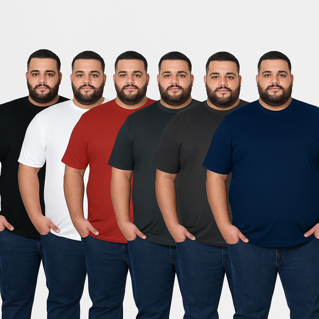 Kit 6 Camiseta Academia Plus Size M ao G3 Básica Lisa Não Amassa Atacado Barato em Oferta na Shopee