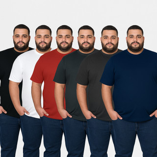 Kit 6 Camiseta Academia Plus Size M ao G3 Básica Lisa Não Amassa Atacado Barato