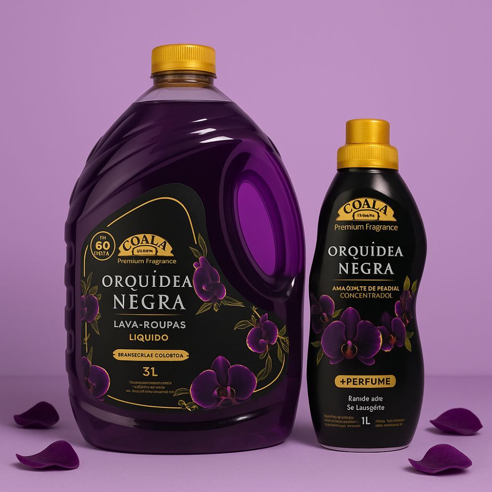 Kit Coala Laundry Orquídea Negra Lava Roupas 3L + Amaciante 1L Perfume Duradouro Roupas