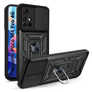 Capa Capinha Preta Com Proteção Nível Militar Com Suporte e Proteção de Câmera Para M4 Pro 4G