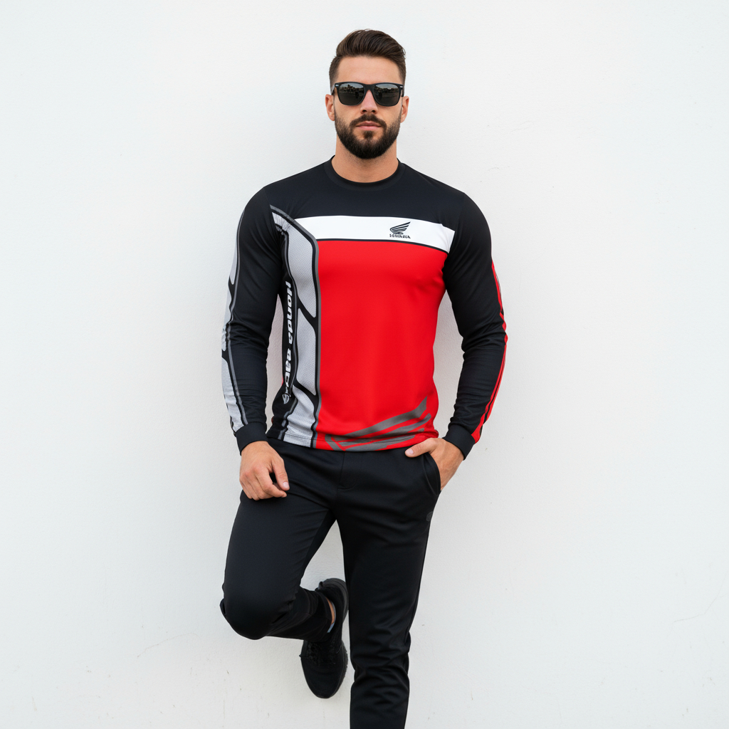 Camisa Longa Camiseta Honda Uv50 Racing T-shirt Moto Big Trail em Oferta na Shopee