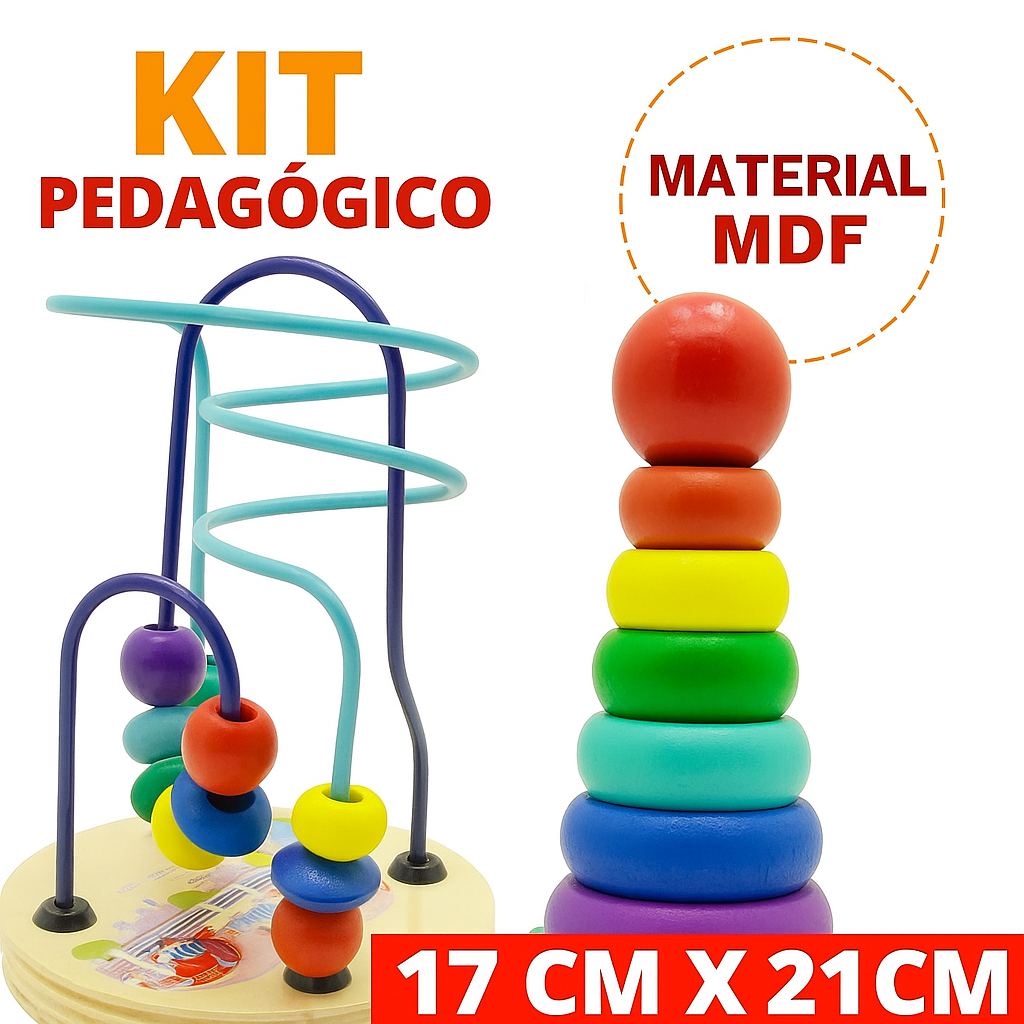 Kit PEDAGÓGICO 2 Brinquedos Educativos Montessori Mini Torre Colorida e Aramado Montanha Russa em Oferta na Shopee