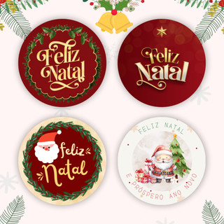 25/ 50 / 100 Etiqueta Adesiva Feliz Natal | Adesivo Natalino | 4x4 redondo | Lembrancinha…