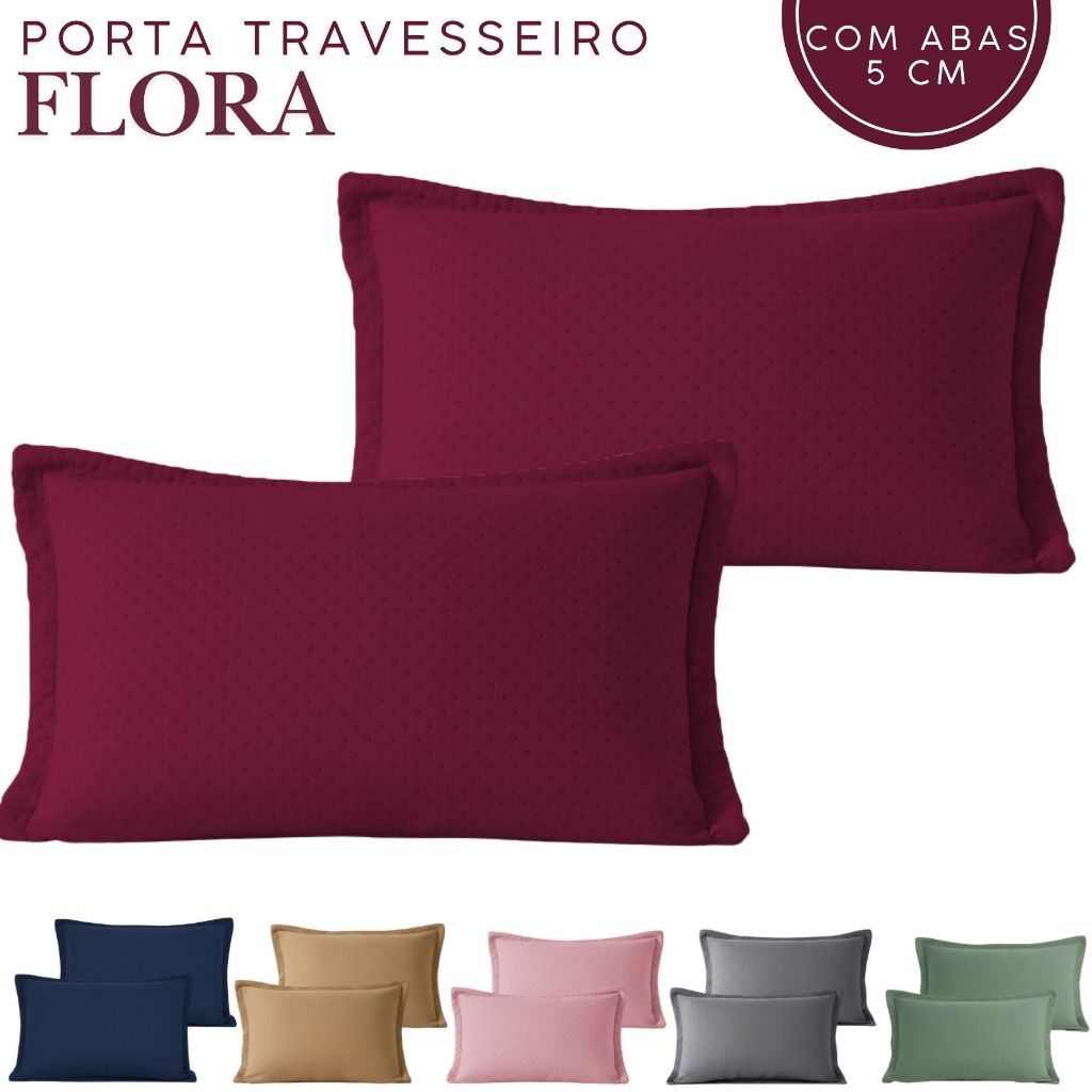 Kit com 2 Porta Travesseiros 50 x 70 com Abas Macio Fronha Luxo Capa Flora Habitat