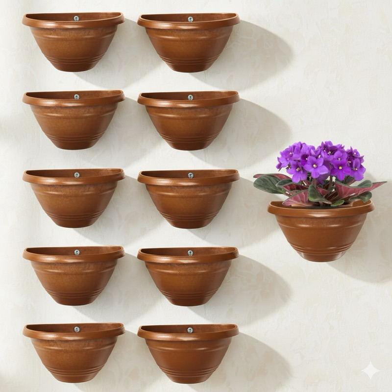 Kit 10 Vaso de Parede Meia Lua Preto de Plastico Flores e Plantas em Oferta na Shopee