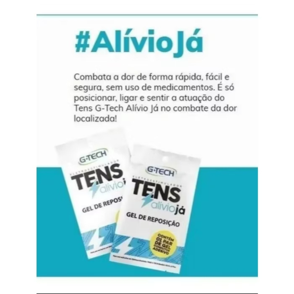 Gel de reposição Tens alivio já G- Tech fisioterapia "kit com 4 géis". — imagem 2 de 2
