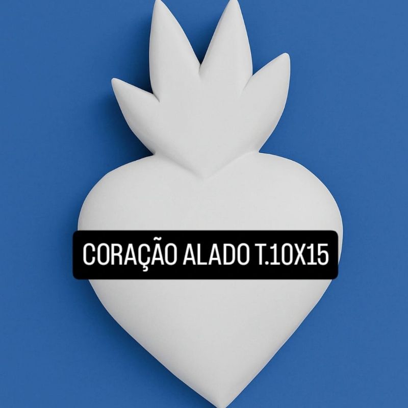 Detalhes do kiT 5 CORAÇÃO ALADO BELÍSSIMA PEÇA PARA PINTURA MATERIAL GESSO CERÂMICO