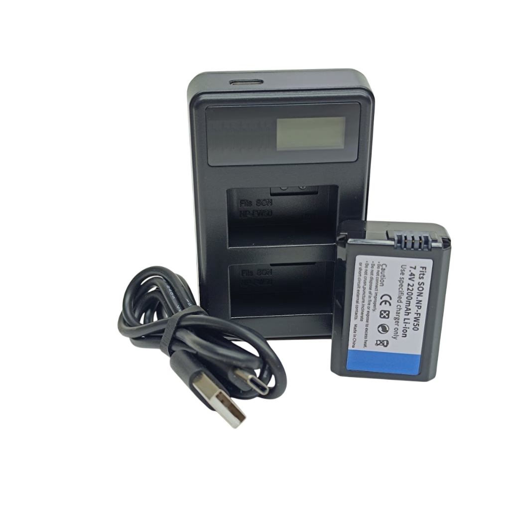 Carregador usb + Bateria Np-fw50 2200mAh Pra Sony NEX 3 C3 5 5K 5N 5T 7 6 NEX F3 ALPHA SLT-A3