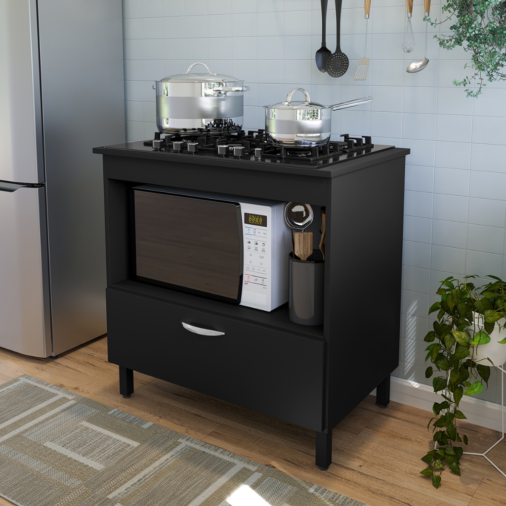 Imagem Balcão para Cooktop 4 ou 5 Bocas Cozinha Compacto 1 Porta e Nicho para Forno 4 Pés Com Regulagem