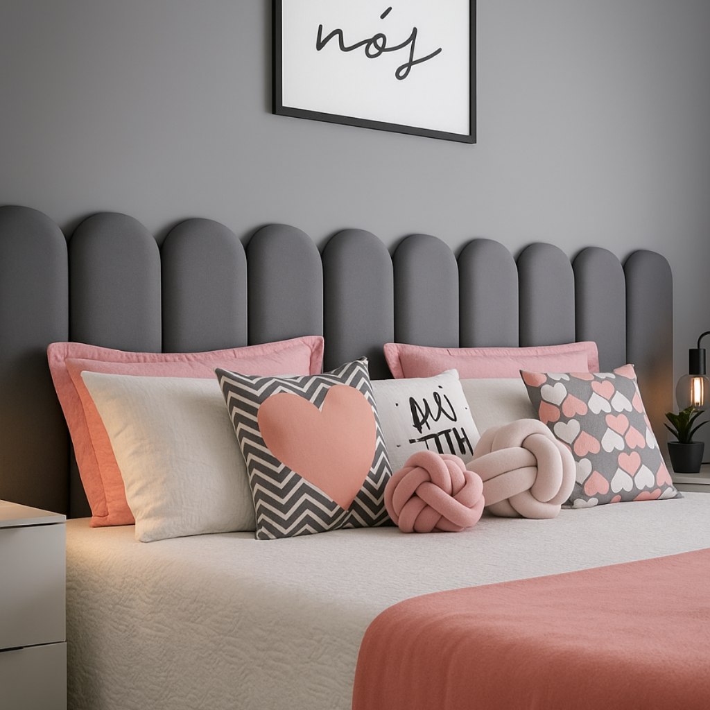 Cabeceira Estofada Nuvem Modular 45x20cm para Cama Solteiro Casal Queen e King