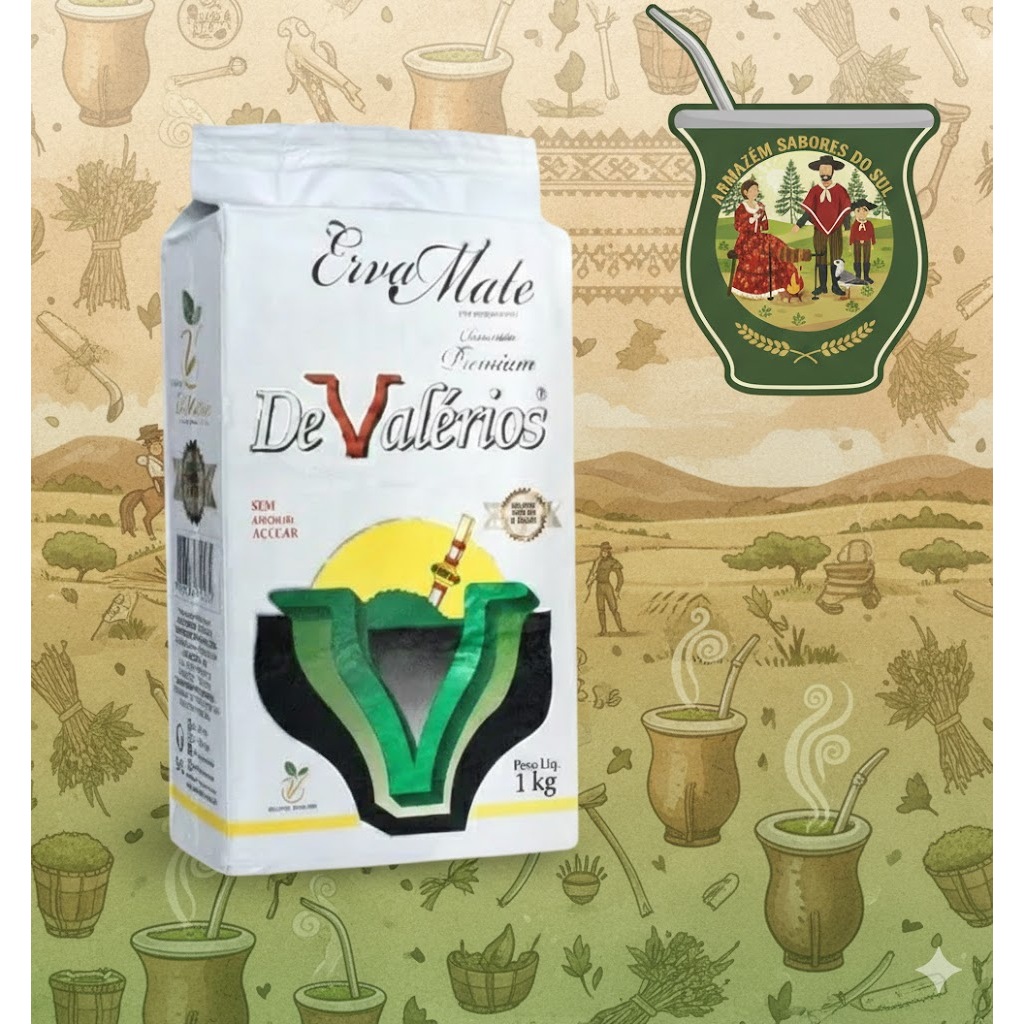 Erva Mate De Valérios Premium Chimarrão Vácuo S/açucar 1kg
