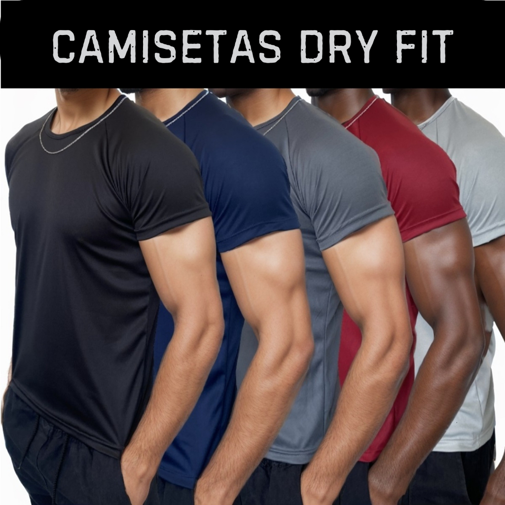 Kit 5 Camisetas Dry Fit Masculina Casual Treino Academia Esportes Exercícios Corrida Cores Sortidas