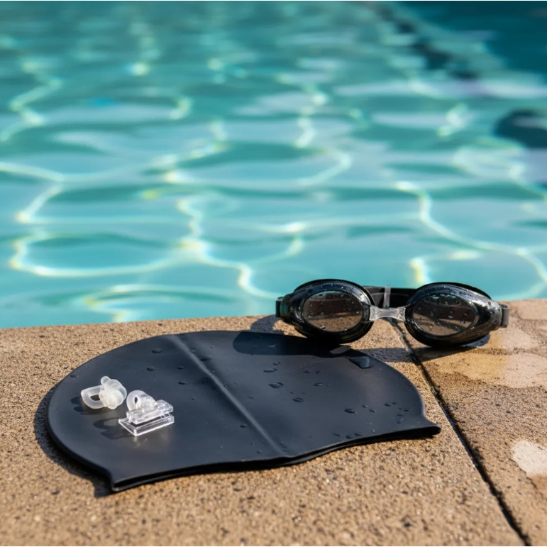 Kit De Natacao com Touca Silicone E Oculos Para jovens E Adultos