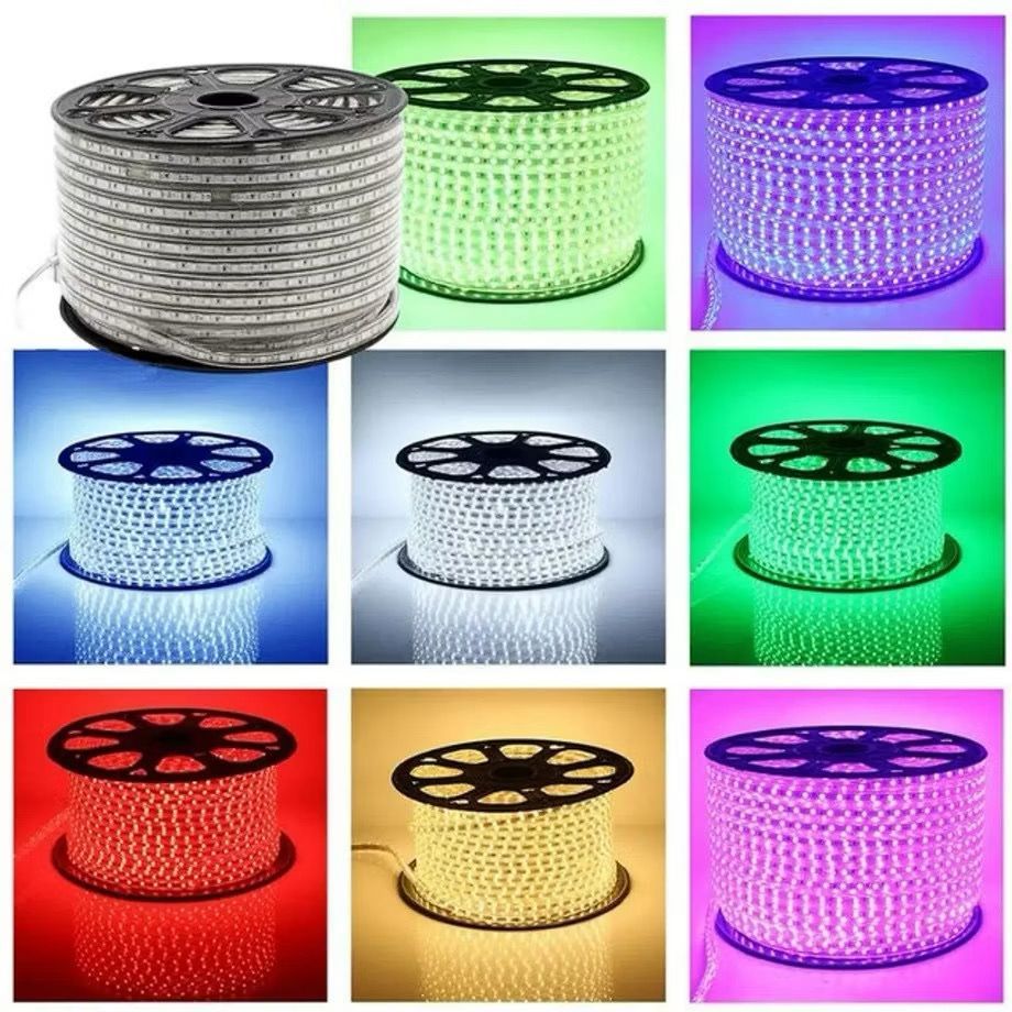 Fita Mangueira De Led Achatada 100 Metros Todas Cores 220v + Fonte de Alimentação Rabicho Luz