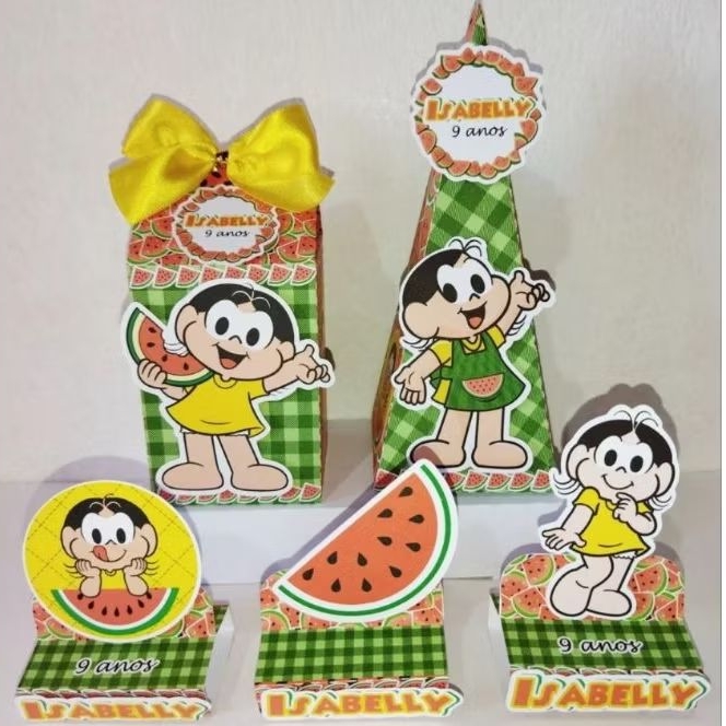 Kit Festa Magali Vermelha - Pegue e Monte - Lembrancinhas - Decoração de Mesa Magali Vermelha - papelaria para festa