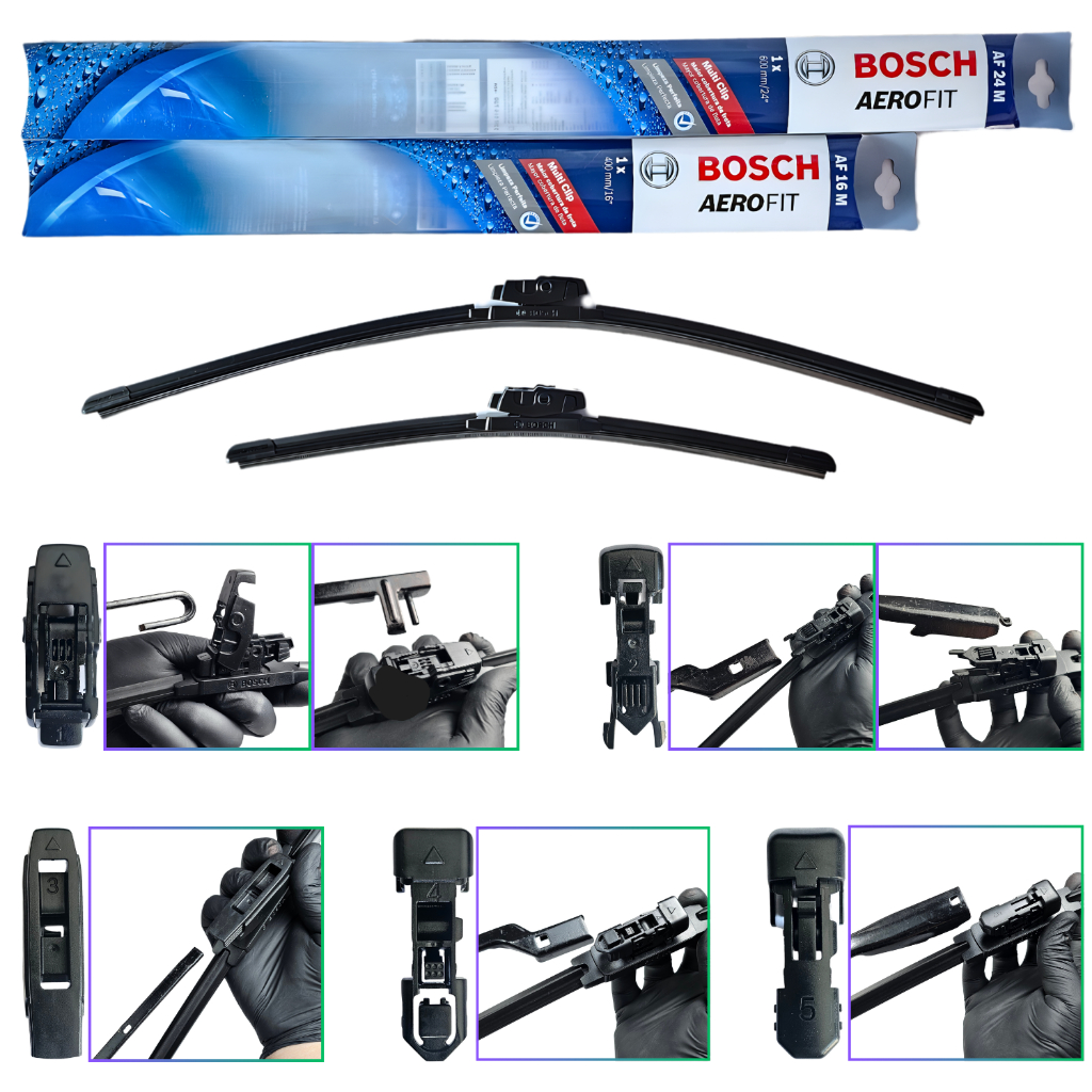 Par Palheta Limpador Aerofit Multiclip Original Bosch AF24M AF16M