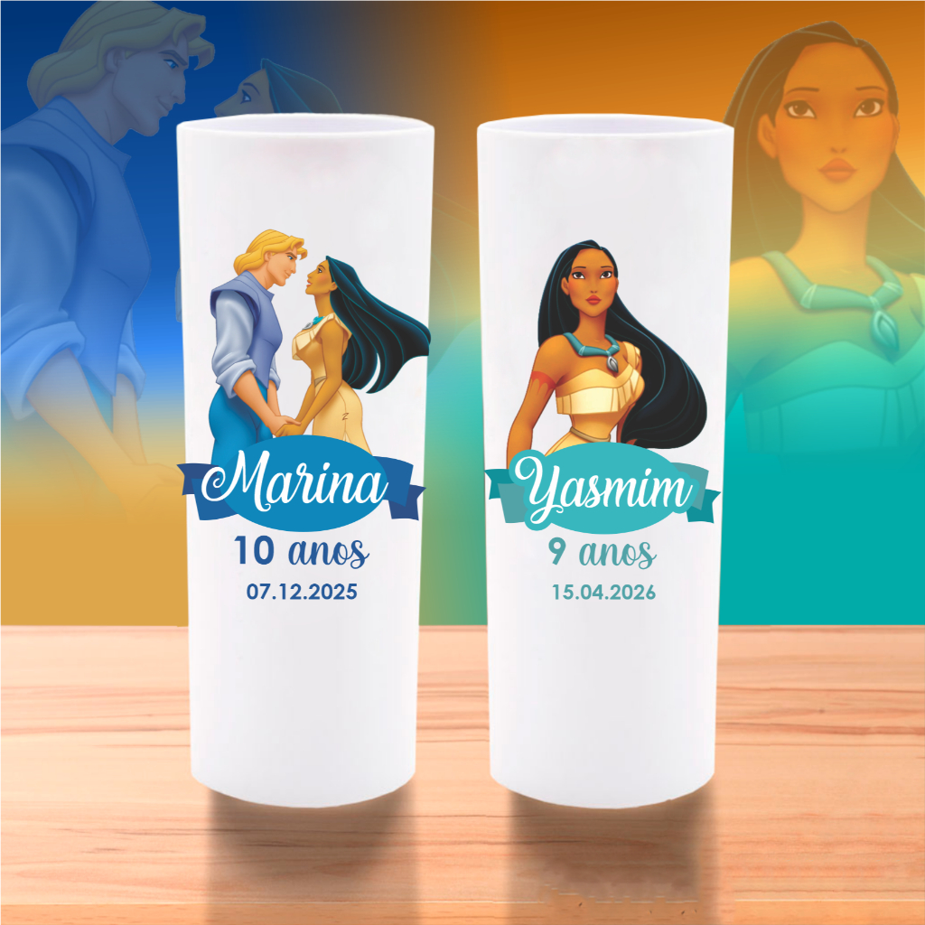 100 Copos Long Drink Personalizado Princesa POCAHONTAS Princesa Indigena kit festa lembrancinha